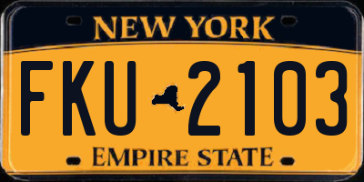 NY license plate FKU2103