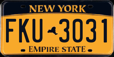 NY license plate FKU3031