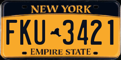 NY license plate FKU3421