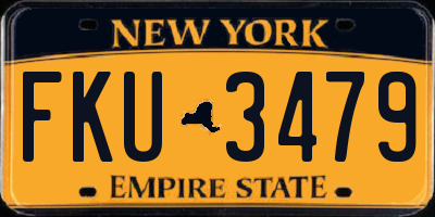 NY license plate FKU3479