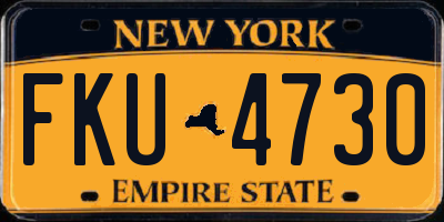 NY license plate FKU4730