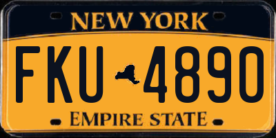 NY license plate FKU4890