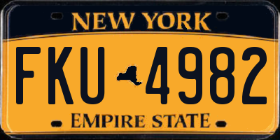 NY license plate FKU4982