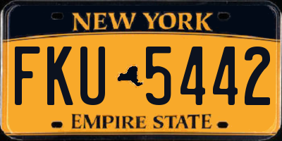 NY license plate FKU5442
