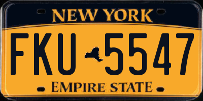 NY license plate FKU5547