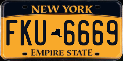 NY license plate FKU6669