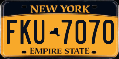NY license plate FKU7070