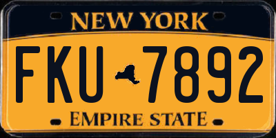 NY license plate FKU7892