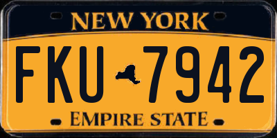 NY license plate FKU7942