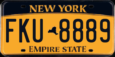 NY license plate FKU8889