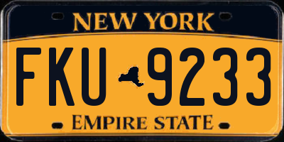 NY license plate FKU9233