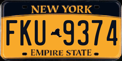 NY license plate FKU9374