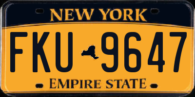 NY license plate FKU9647