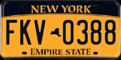 NY license plate FKV0388