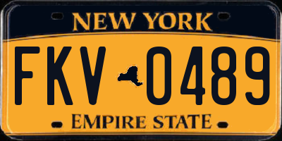 NY license plate FKV0489