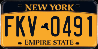 NY license plate FKV0491