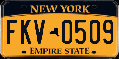 NY license plate FKV0509