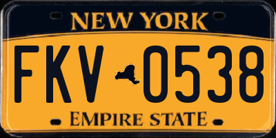 NY license plate FKV0538