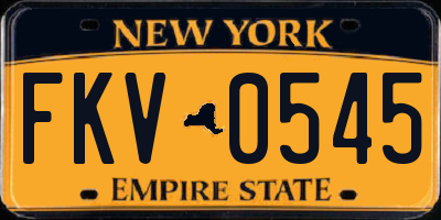 NY license plate FKV0545