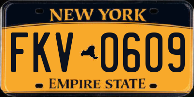 NY license plate FKV0609