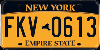 NY license plate FKV0613