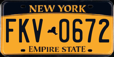 NY license plate FKV0672