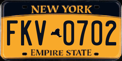 NY license plate FKV0702