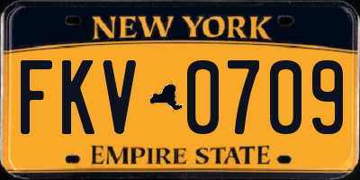 NY license plate FKV0709