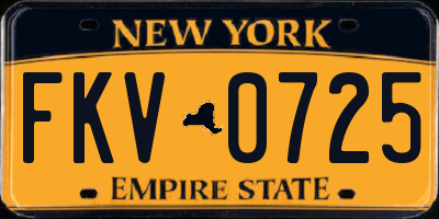 NY license plate FKV0725