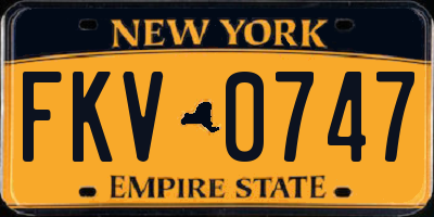 NY license plate FKV0747