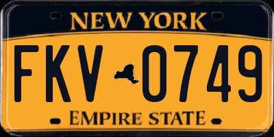 NY license plate FKV0749