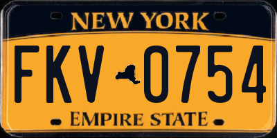 NY license plate FKV0754