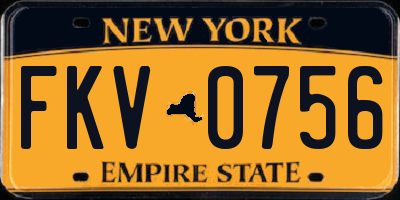 NY license plate FKV0756