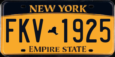 NY license plate FKV1925