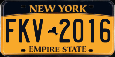 NY license plate FKV2016