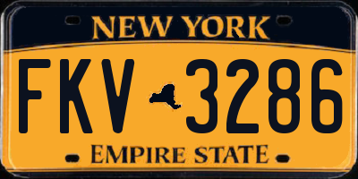 NY license plate FKV3286