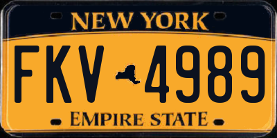 NY license plate FKV4989