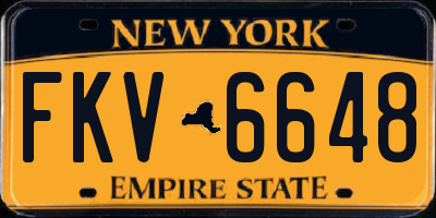 NY license plate FKV6648