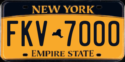NY license plate FKV7000