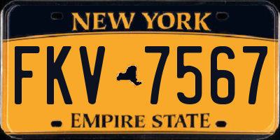 NY license plate FKV7567