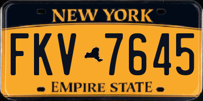 NY license plate FKV7645