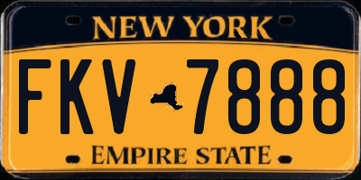 NY license plate FKV7888