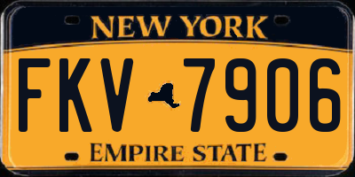 NY license plate FKV7906