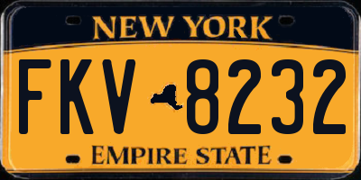 NY license plate FKV8232
