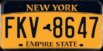 NY license plate FKV8647