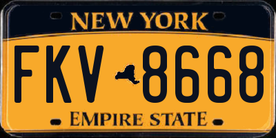 NY license plate FKV8668