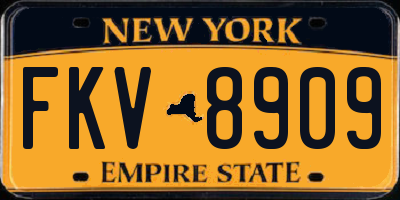 NY license plate FKV8909