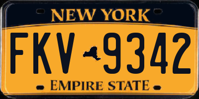 NY license plate FKV9342