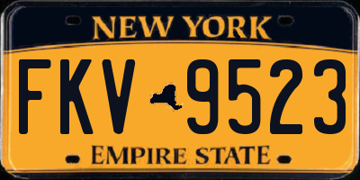 NY license plate FKV9523
