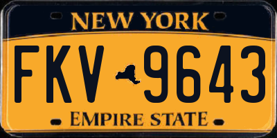 NY license plate FKV9643